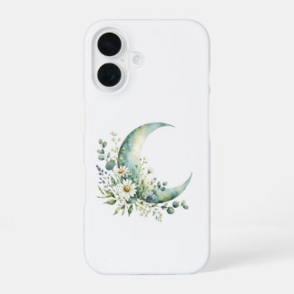 Watercolor Halve Maan & Wilde Bloemen iPhone 16 Hoesje