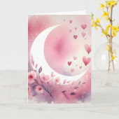 Watercolor Halvemaan, Harten, Kersenbloesem Kaart (Gele Bloem)