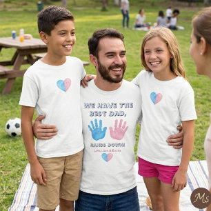 Watercolor-handafdruk Beste Papa Hands Down T-shir T-shirt