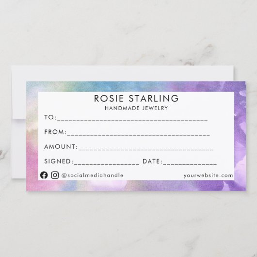 Watercolor Handgemaakt Zakelijk Geschenk Hart Bon (Achterkant)