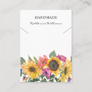 Watercolor Hanger voor Sieraden Zonnebloem Bloem Visitekaartje