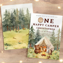 Watercolor Happy Camper 1e Verjaardag