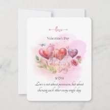 Watercolor Hart Valentijnsdag Kaart met Romantisch