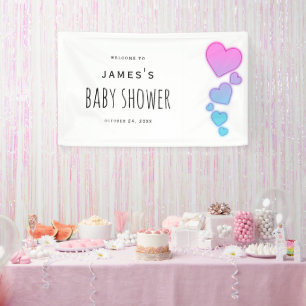 Watercolor Harten Baby Shower Bord Spandoek
