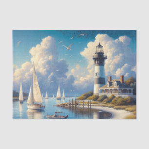 Watercolor Haven Town Vuurtoren Tissuepapier