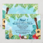 Watercolor Hawaiiaans Luau Feestje Kaart (Voorkant / Achterkant)
