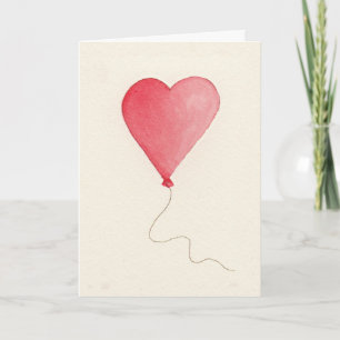 Watercolor Heart Balloon Carte Saint-Valentin