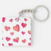 Watercolor Heart Pattern Art Sleutelhanger (Achterkant)