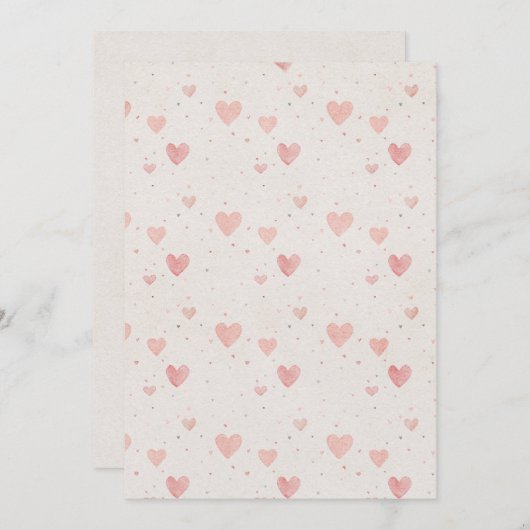 Watercolor Heart Pattern Invitation (Devant / Derrière)
