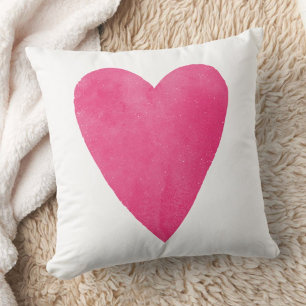 Watercolor Heart Valentine Coussin - Rose