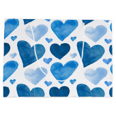 Watercolor Hearts - Blue Groot Cadeauzakje (Achterkant)