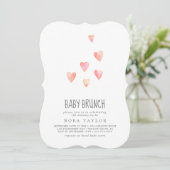 Watercolor Hearts Girl Baby Brunch Invitation (Debout devant)