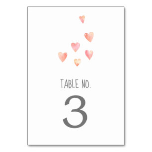 Watercolor Hearts Girl Baby shower Numéro de table