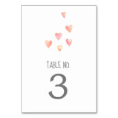 Watercolor Hearts Girl Baby shower Numéro de table (Dos)