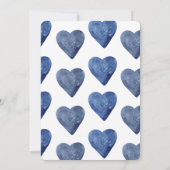 Watercolor Hearts Twins Boys Faire-part (Dos)