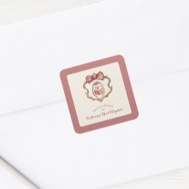 Watercolor Hedgehog Reading Book Baby Shower Vierkante Sticker