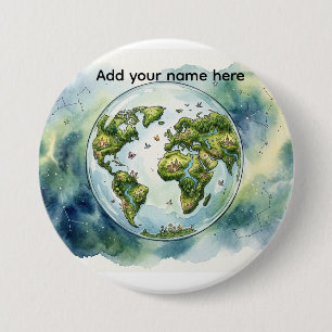 Watercolor Hemels Wereld Bol Custom Badge Ronde Button 7,6 Cm