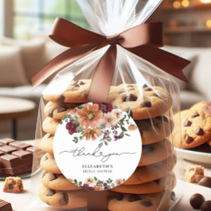 Watercolor Herfst Bloemachtige Bruidsdiner Ronde Sticker