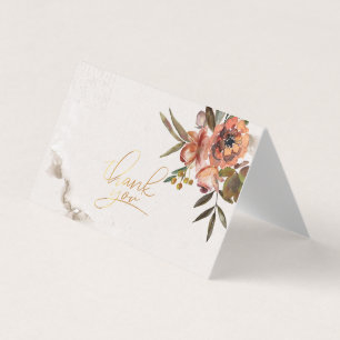 Watercolor Herfst Bloemen Bedankkaart Visitekaartjes