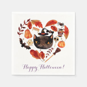 Watercolor Herfst Halloween Feestje Schattig Whims Servet