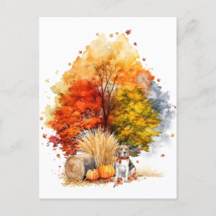 Watercolor Herfst Hond Ontwerp- Beagle Briefkaart