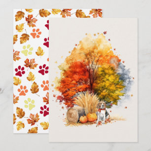 Watercolor Herfst Hond Ontwerp- Beagle Kaart