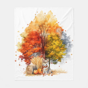 Watercolor Herfst Hond Ontwerp - Corgi Fleece Deken