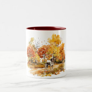 Watercolor Herfst Hond Ontwerp- Duitse Aanwijzer Tweekleurige Koffiemok