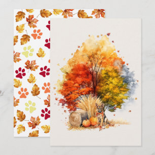 Watercolor Herfst Hond Ontwerp- Duitse Herder Kaart