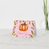 Watercolor herfst pompoen roze bedankkaart (Voorkant)