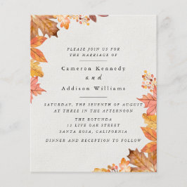 Watercolor Herfstblad Trouwkaart Flyer