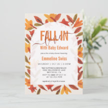 Watercolor Herfstbladeren Fall In Love Baby Shower