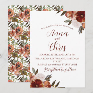 WATERCOLOR HERFSTBLOEMEN BRUILOFT KAART