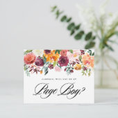 Watercolor Herfstbloesems Wil Je Mijn Bruidsjonker Uitnodiging Briefkaart (Staand voorkant)