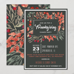 Watercolor Herfstloof Friendsgiving Kaart