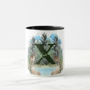 Watercolor Herten Gepersonaliseerde Monogram Lette Mok