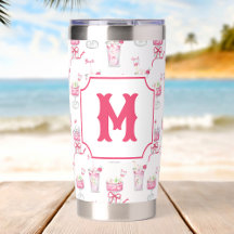 Watercolor hete roze mahjong cocktails
