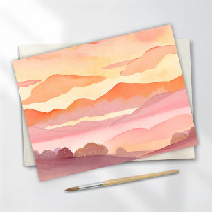 Watercolor Heuvellandschap Bij Zonsondergang Sch Briefkaart