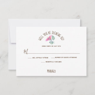 Watercolor Hibiscus Maui Bruiloft RSVP Kaartje