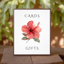 Watercolor Hibiscus Trouwkaarten & Cadeaus Bord
