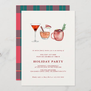 Watercolor Holiday Cocktail Noël Invitation de fêt
