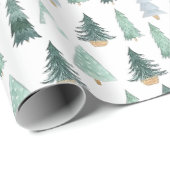 Watercolor Holiday Tree Wrapping Paper  Cadeaupapier (Rol Hoek)