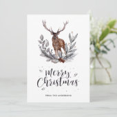 Watercolor Holly Deer Calligraphie Cartes de Noël (Debout devant)