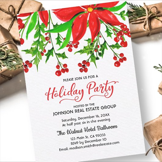 Watercolor Holly Fête Invitation