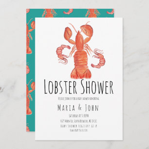 Watercolor Homard Party Baby Shower Invitations