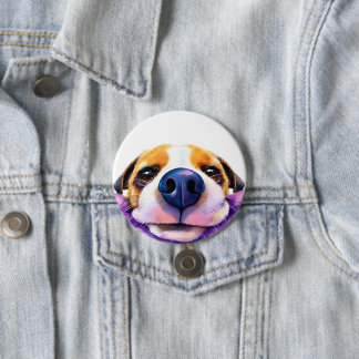 watercolor Hond Ronde Button 7,6 Cm