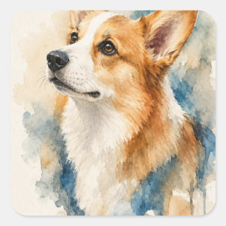 Watercolor Hond Vierkante Sticker