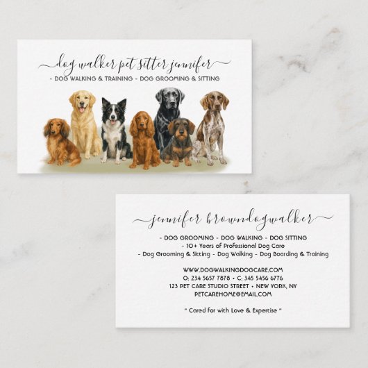 Watercolor Honden Script Monogram Visitekaartje (Voorkant / Achterkant)