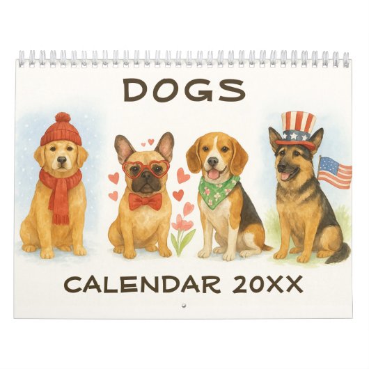Watercolor Hondenkalender 2026 Kalender (Hoes)