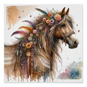 Watercolor Horse Art Poster Perfect Poster